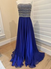 Sherri Hill Purple Beaded Top Strapless Prom Ball Gown Chiffon Formal 8