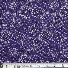 Blazin Bandana Purple Fabric Fat Quarter 18" x 22", Quilting