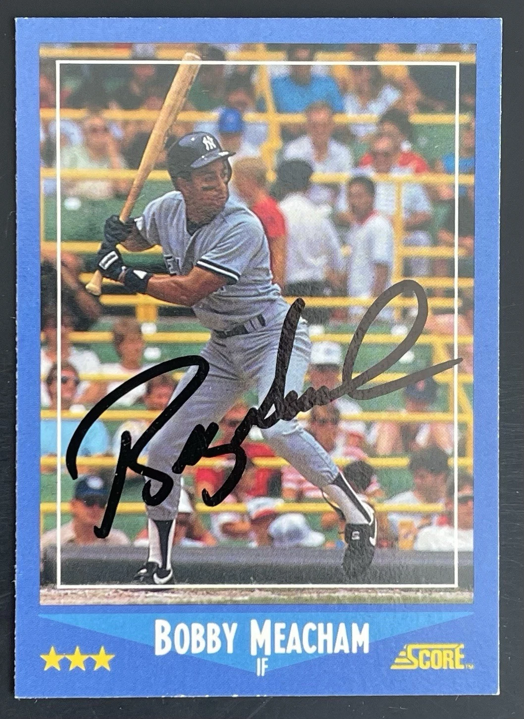 1988 Score Signed #137 Bobby Meacham New York Yankees Autographed Card