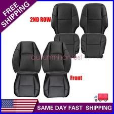 8x Front & 2nd Row Bottom & Top Seat Cover Black For 2007-2014 Cadillac Escalade