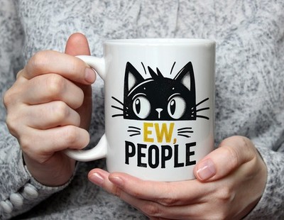 Ew Menschen Katze Tasse lustig Anti Social Tasse für Katzenliebhaber sarkastisch Geschenk introvertiert
