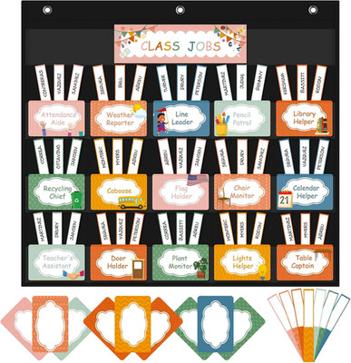 Jobs Pocket Chart for Classroom with 69 Cards - Teacher Helping Hands Pocket Cha