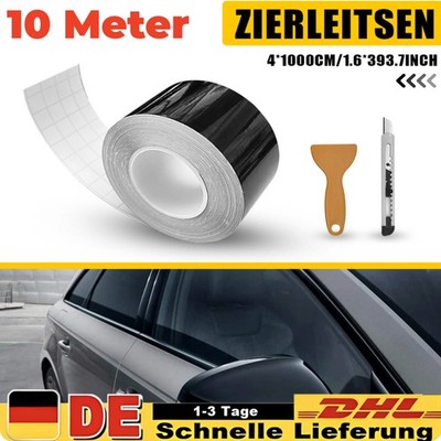 10 Meter Zierleisten Chromleisten Luftkanäle Folie Schwarz Glanz Chrome Delete
