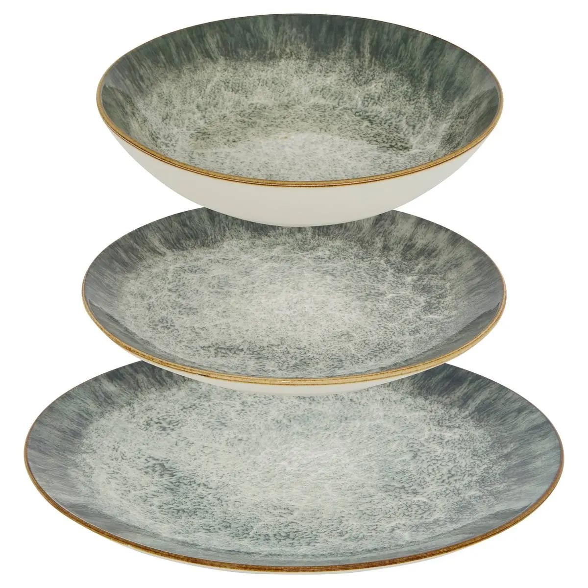 Service de table en grès Juliette 12 pièces 26cm vert émeraude