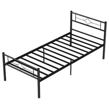 190x90cm Metal Single Bed Frame Wrought Iron Strong Bedroom Furniture UK