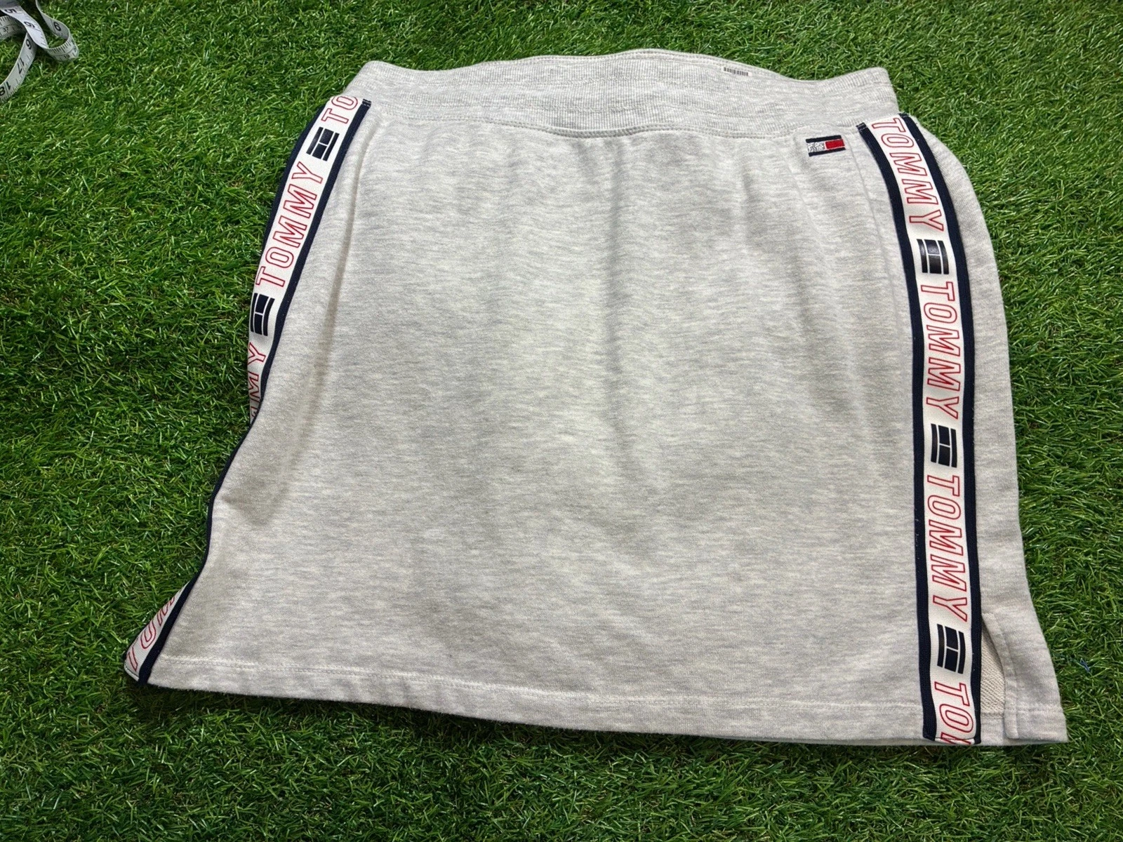 Tommy Hilfiger Sport French Terry Mini Skirt Gray Logo Tape Medium