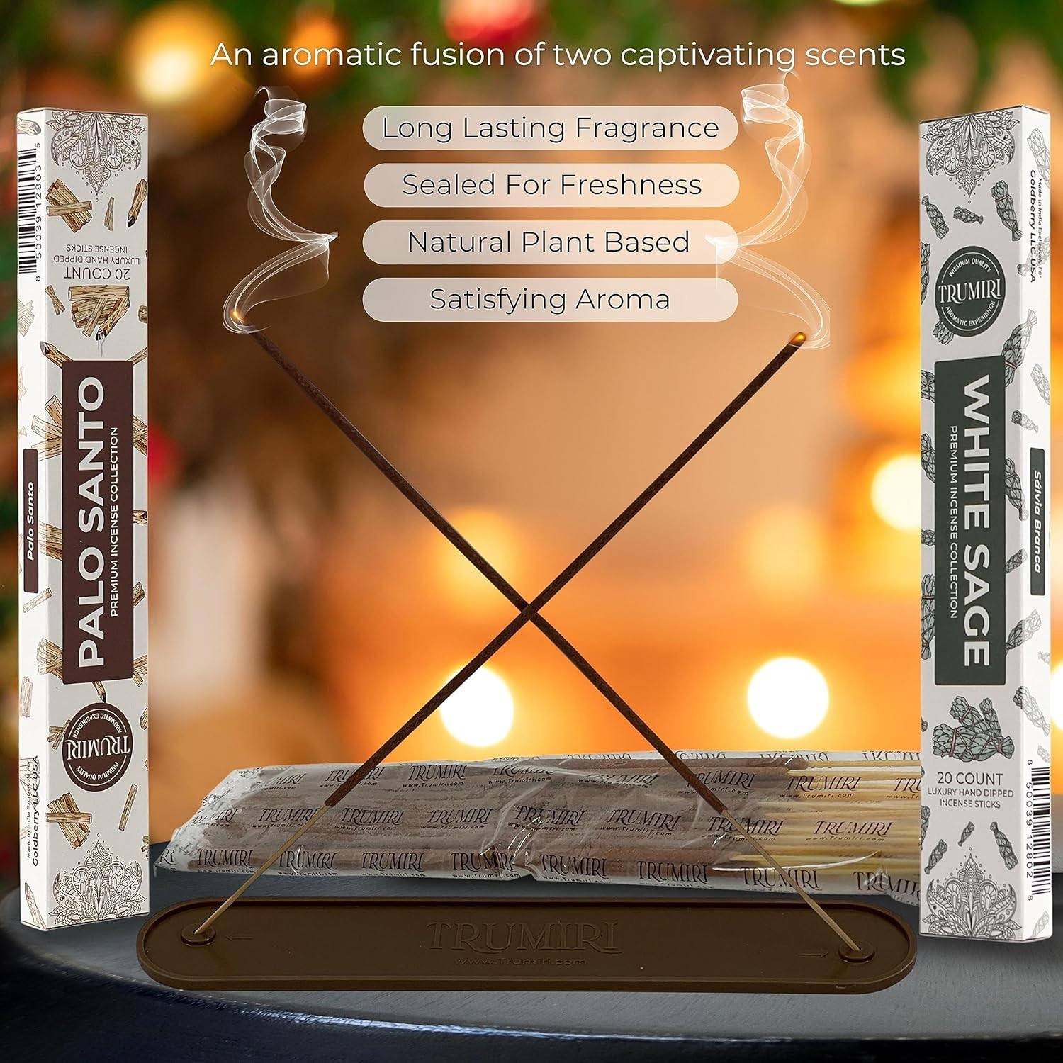 Trumiri Incense Sticks - Combo Pack of 40 Palo Santo White Sage 