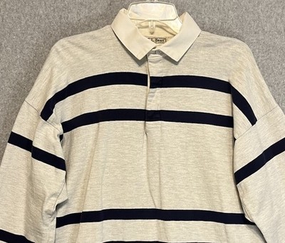 Vintage LL Bean Rugby Shirt Mens Large Heavy Cotton Long Sleeve