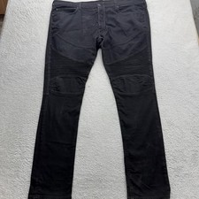 True Religion Rocco Relaxed Skinny Moto Biker Jeans Black Mens Size 44 USA Made