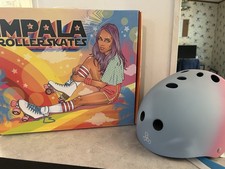 Impala Women's Roller Skates Size 8 Aqua Blue Pink With Triple 8 Helmet