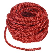 16 Yards Soft Twisted Rope Trim, 5mm Red Polyester Cord for DIY Craft