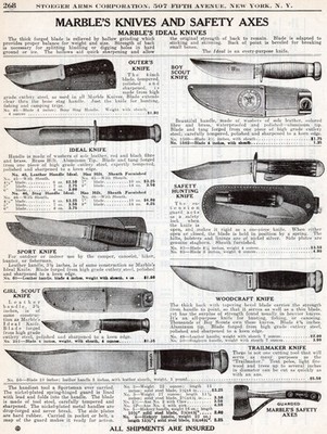 1941 Print Ad of Marble's Hunting Knives Trailmaker Sport Girl & Boy Scout Knife