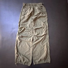 Love Tree Pants Womens Medium Green Flared Parachute Nylon Adjustable Baggy