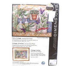 Dimensions Herb Rosemary Sage Collage Susan Winget Stamped Cross Stitch Kit 3241