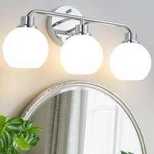 Chrome Vanity Light Bathroom Light Fixtures 3 Light Silver Chrome 3-Lights