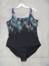 SWIMSUITS FOR ALL Womens Size 16 Black White Purple Green 1 piece Padded Cups