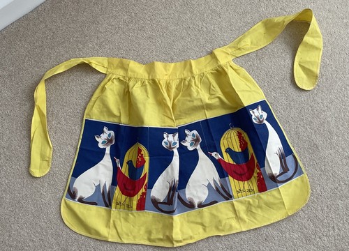 vintage st michaels Yellow half apron pinny SIAMESE CATS very kitsch 50’s VGC!! - Picture 12 of 12