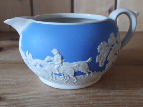 Vintage Copeland Spode England Jasper Ware Creamer Blue Hunting Scene - Picture 4 of 5