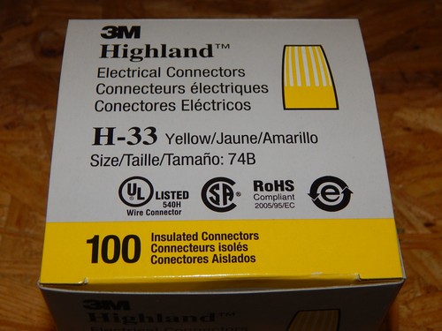 (100) 3M HIGHLAND H-33 INSULATED ELECTRICAL WIRE CONNECTORS SIZE 74B NUTS YELLOW - Picture 2 of 2