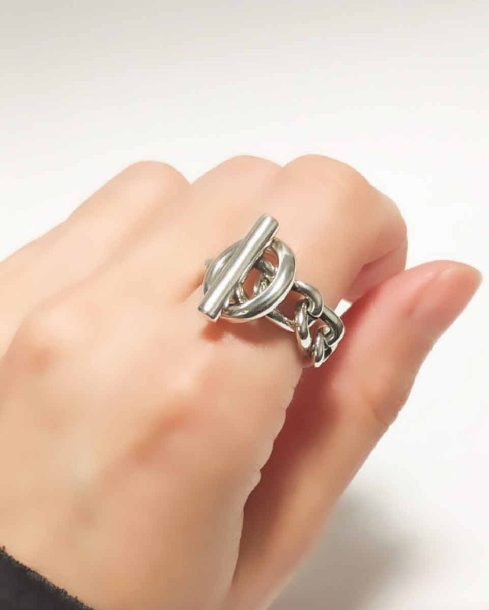 Bague chaîne d'ancre en argent 925 croisette ring silver Grosse