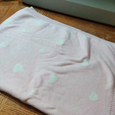 Koala Baby Knit Style Pink Blanket With White Hearts