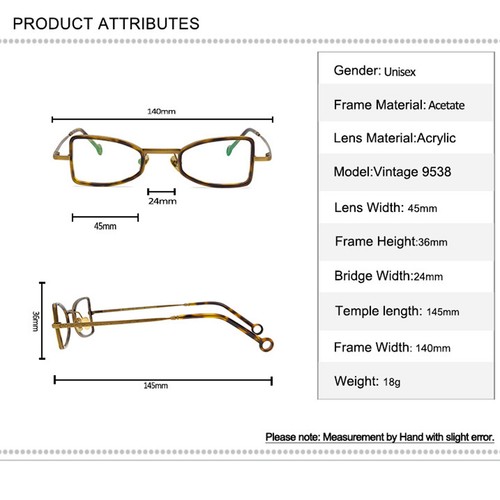 Cat Eye Matel Eyeglass Frames Lightweight Vintage Hand-made Glasses Unisex Weird - Picture 2 of 42
