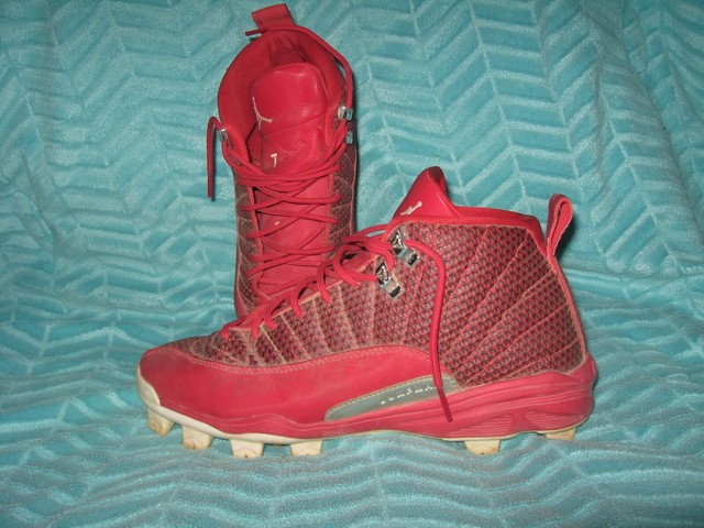 Nike Air Jordan Jumpman TWO3 Football Cleats Shoes HIghtops Sz 9 Red Baseball | eBay