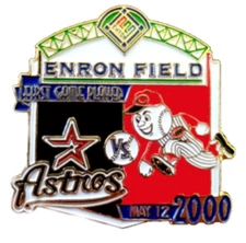 Reds Pin Inaugural Game Pin versus Astros at Enron Field MLB Baseball Pin UP