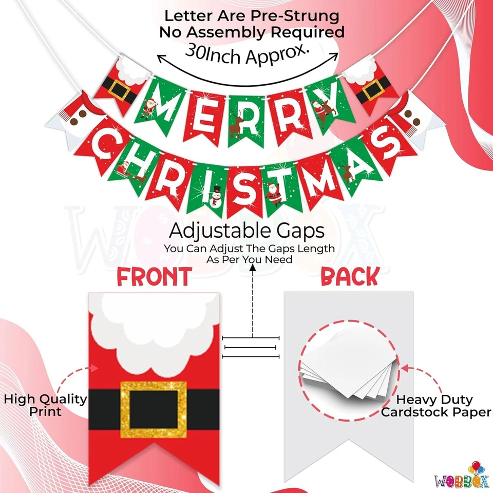 Banner de Feliz Navidad, pancarta de Navidad, artículos de decoración de Navi... - Imagen 3 de 4