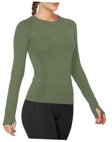 Workout Shirts for Women Long Sleeve, Workout Tops for Medium Army Green