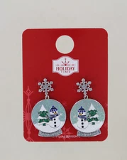 New Holiday Time Earrings - Snowglobe with Snowman