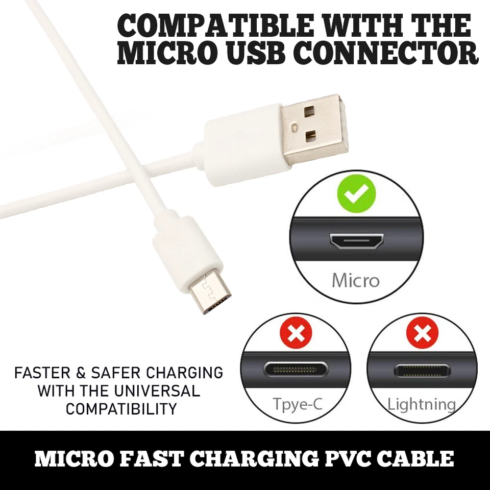 Long Micro USB Cable, 1M 2M 3M High Speed Data Fast Charger Charging Cable - Image 4 of 4