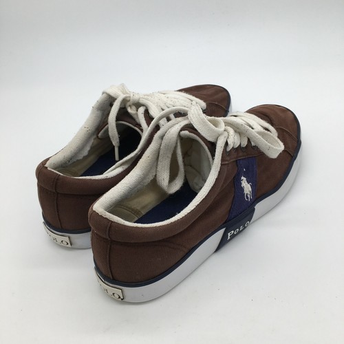 POLO RALPH LAUREN GILES CASUAL BROWN BLUE FASHION SNEAKER MEN'S TENNIS SHOES 8D - Picture 4 of 9
