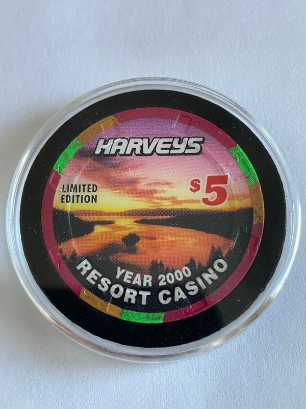 Harverys Lake Tahoe NV $5  LImited Edition Y2K 2000 Obsolete Casino Chip.