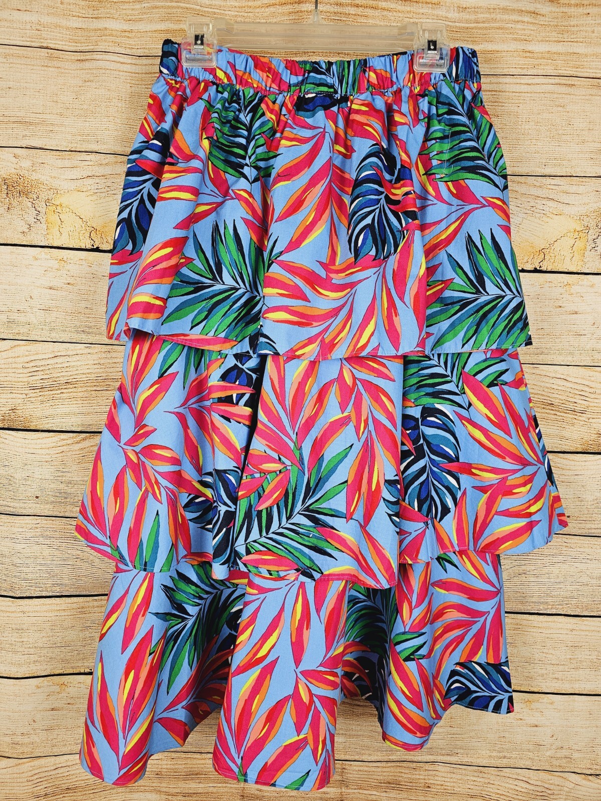 NWT Tabitha Brown Tropical Print Tiered Midi Skirt Size Small 