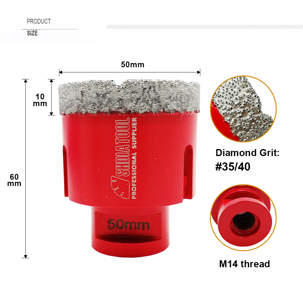 6mm50mm Dry Diamond Drill Core Bit M14 Drilling Porcelain Tile Hole