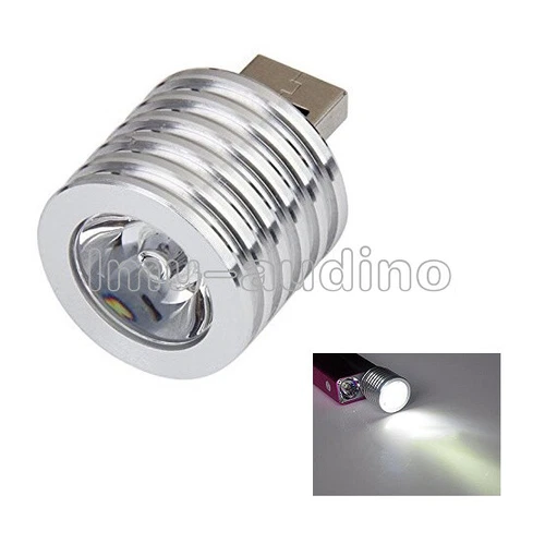 New Aluminum 3W USB LED White Lamp Socket Spotlight Flashlight White Light