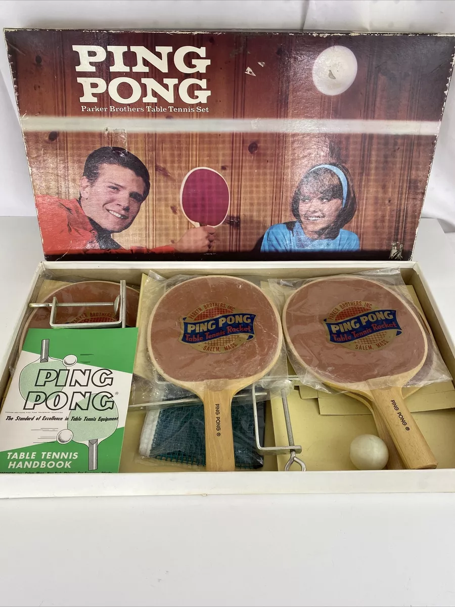 Ping Pong Set Parker Brothers 1965 Net Frames 4 Paddles Handbook eBay