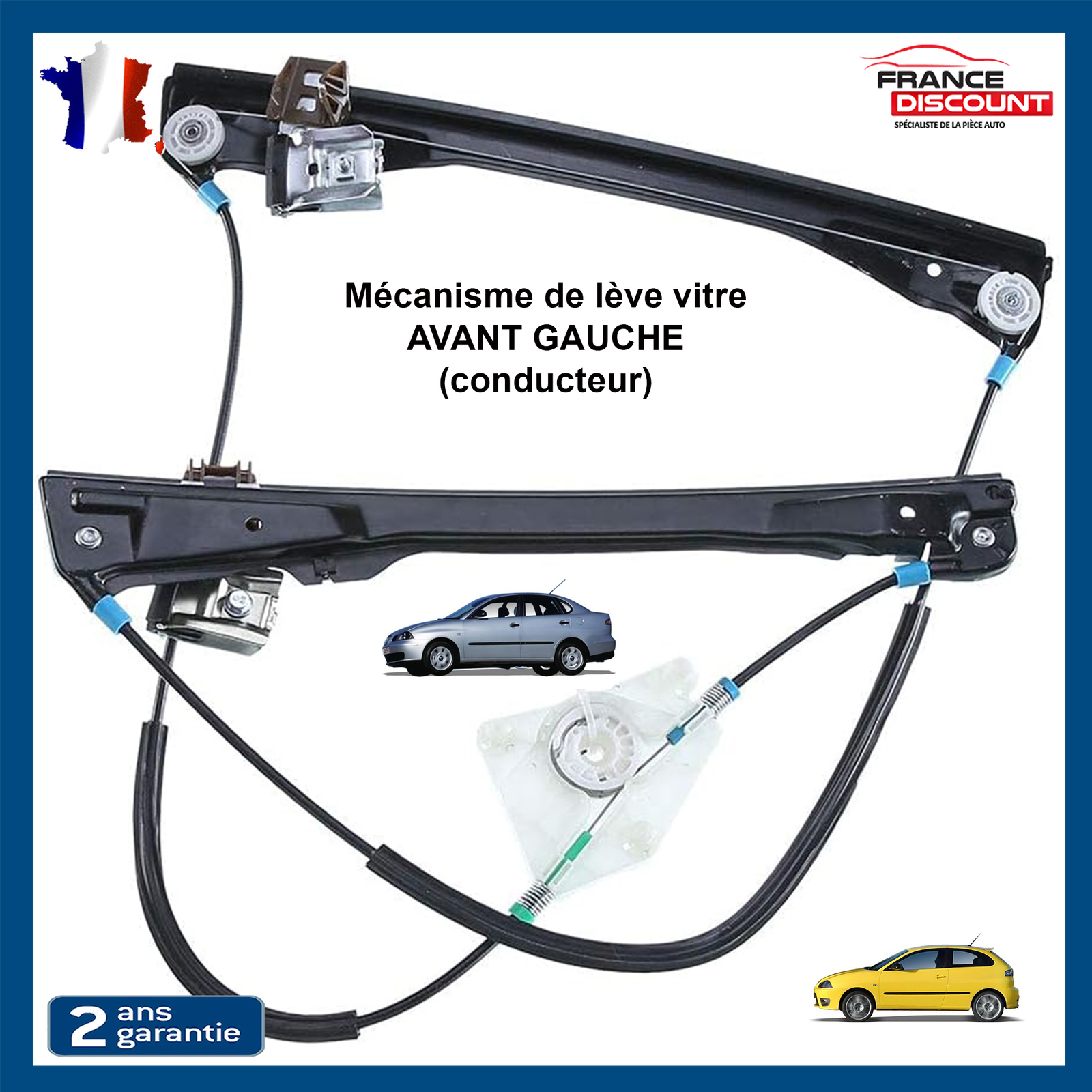 Mecanisme leve vitre electrique avant gauche Seat Ibiza 3 portes