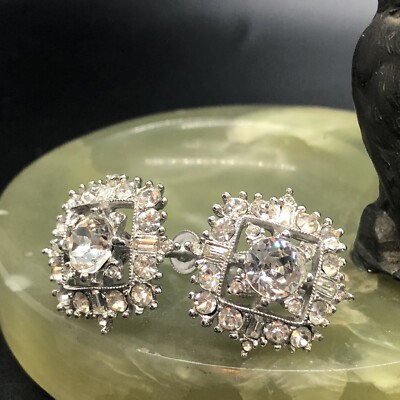 VINTAGE BOGOFF SILVER TONE CLEAR RHINESTONES ESTATE - Main Image