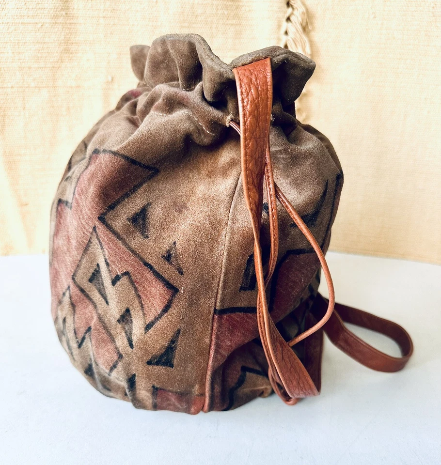 Bolso/cartera tipo hobo tipo cubo bandolera de cuero Carlos Falchi vintage de los 80 RARO Foto 4 de 4