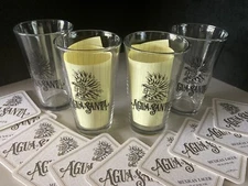 (4) NEW Agua Santa Brewing Beer Pint Glasses & 20 Bar Coasters Coaster Lot