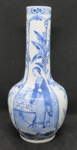 Chinese export blue & white vintage pre Victorian oriental antique bottle vase - Picture 5 of 17
