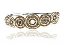Great Gatsby Headband White with Gold with Diamonds Gatsby Flapper 1920's