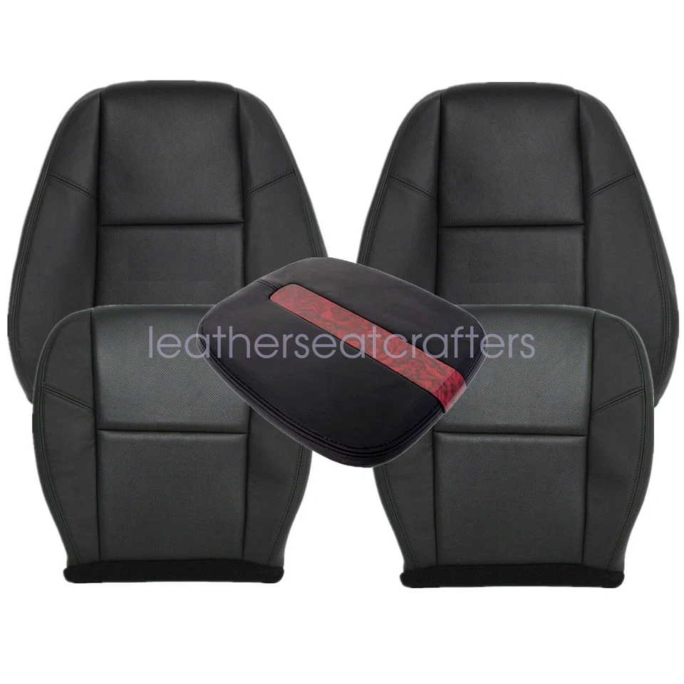 5PCS Front Perforated Leather Seat Cover For 2007-2014 Cadillac Escalade - Black Foto 3 de 4