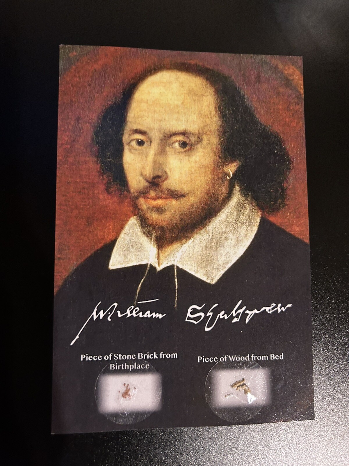 William Shakespeare Wood from Bed & Stone Brick Relic Pieces History