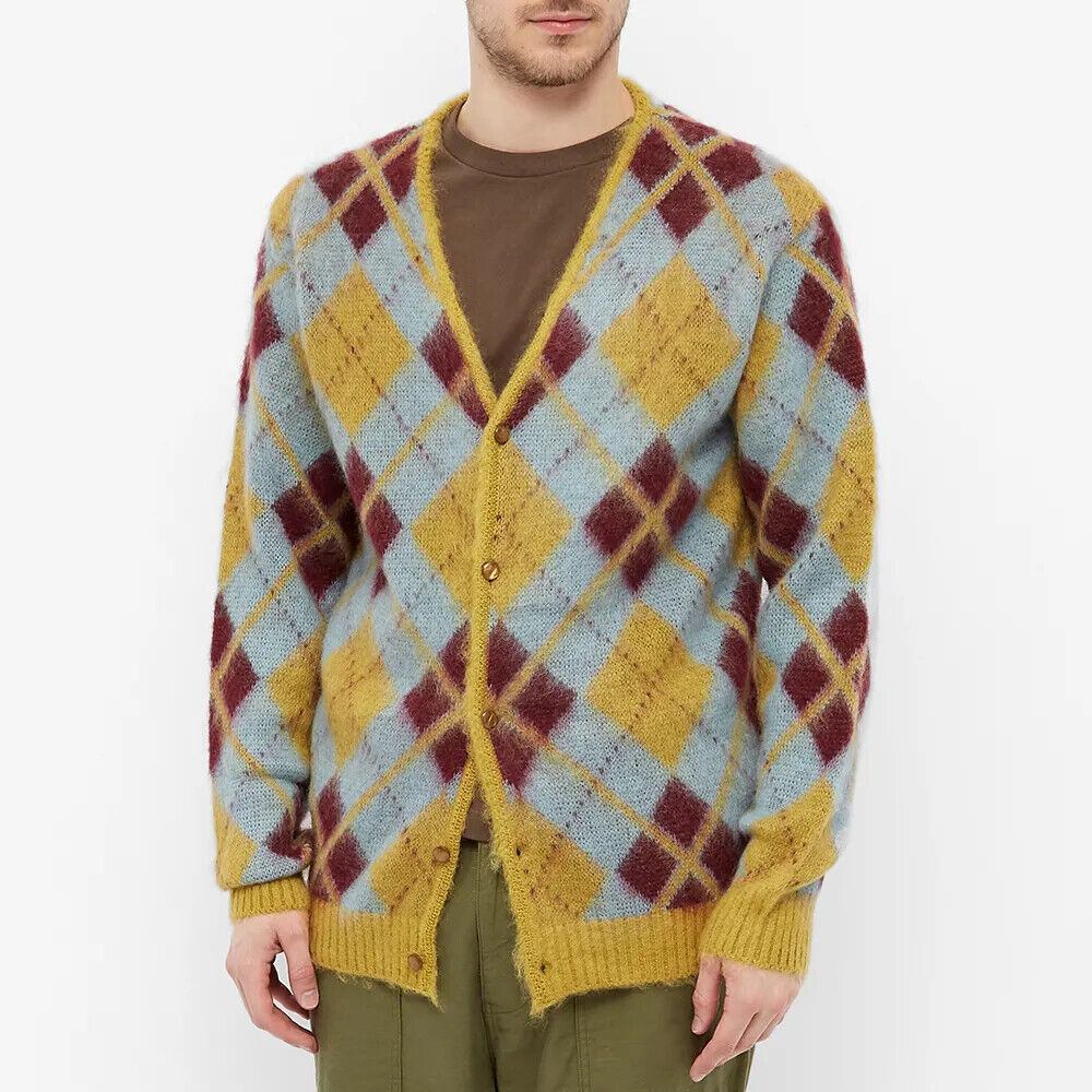 NEEDLES MOHAIR ARGYLE CARDIGAN YELLOW size Medium | eBay NEEDLES MOHAIR ARGYLE CARDIGAN YELLOW size Medium | eBay