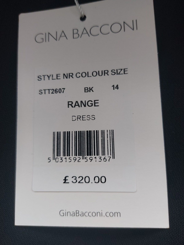 Gina Bacconi Moos Krepp Kleid gefüttert Mieder schwarz Gr UK 14 asymmetrischer Rock - Bild 10 von 10
