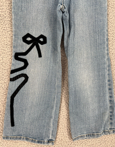 Mary-Kate and Ashley Girls Jeans with Black Ribbon Elastic Waistband Size 6 - Picture 3 of 9