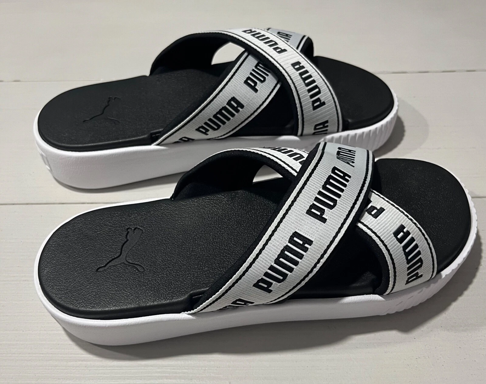 SANDALI DONNA PUMA PLATFORM SLIDE MISURA 9 5 BIANCO NERO